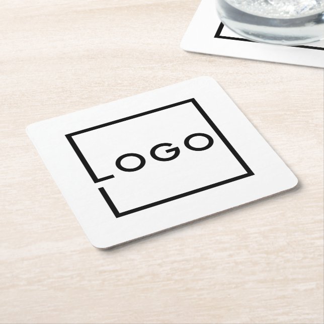 Custom Business Logo Square Paper Coaster (Angled)