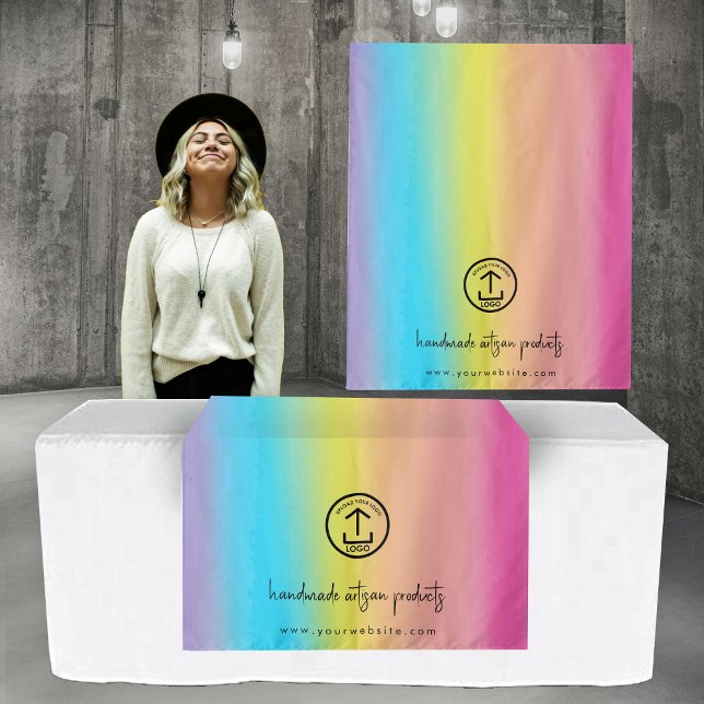 Custom Business Logo Table Runner Banner Rainbow Tapestry (Custom Business Logo Table Runner Banner Rainbow Tapestry)
