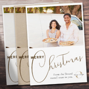 Custom Business logo, team photo & greeting Brand Holiday Card