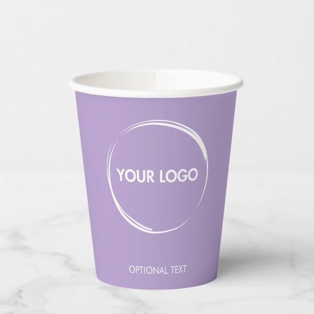 Custom Business Logo Template Lavender Lilac Paper Cups (Left)