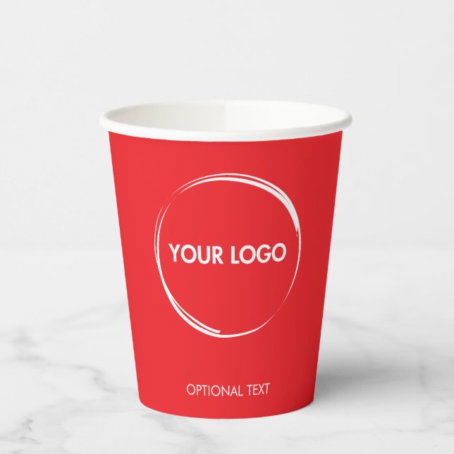 Custom Business Logo Template Red Paper Cups (Left)