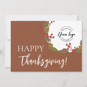 Custom business logo terracotta Happy Thanksgiving Holiday Card