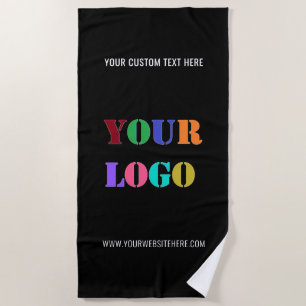 Custom Business Logo Text Beach Towel Choose Colou