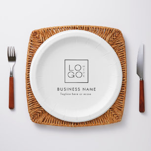 Custom Business Logo & Text Company Event Party  Paper Plate