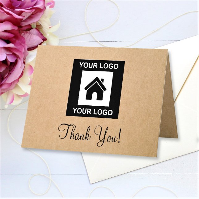 Custom Business Logo Text Folded Thank You Card (Creator Uploaded)