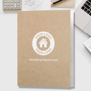 Custom Business Logo Text Kraft Paper Style Pocket Folder