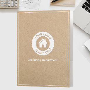 Custom Business Logo Text Kraft Paper Style Pocket Pocket Folder
