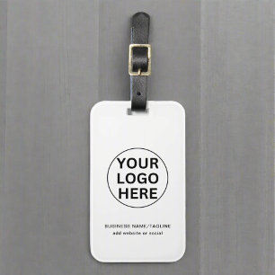 Custom Business Logo & Text l Black & White Promo Luggage Tag