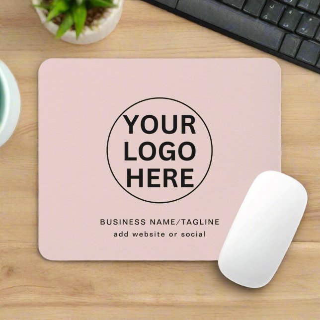 Custom Business Logo & Text l Blush Pink Promo Mouse Pad (Creator Uploaded)