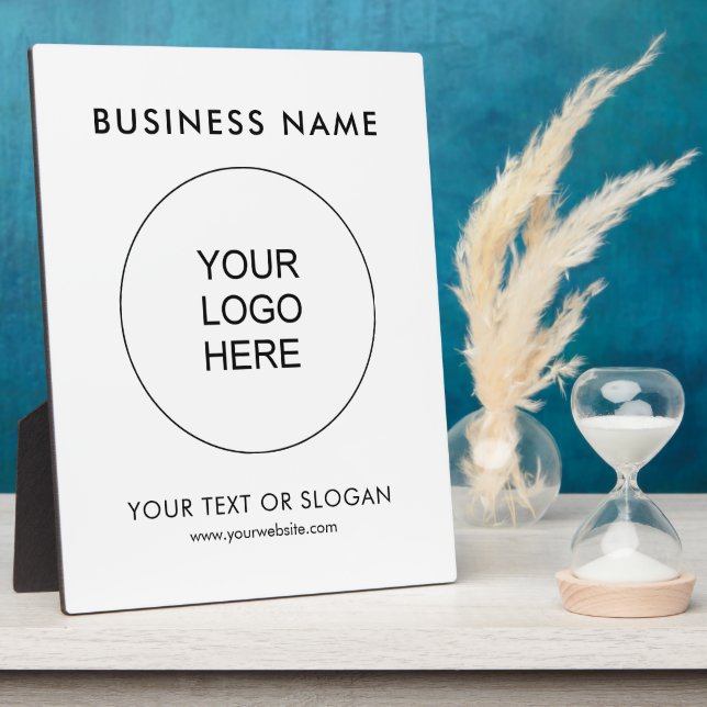 Custom Business Logo Text Modern Vertical Tabletop Plaque (Side)