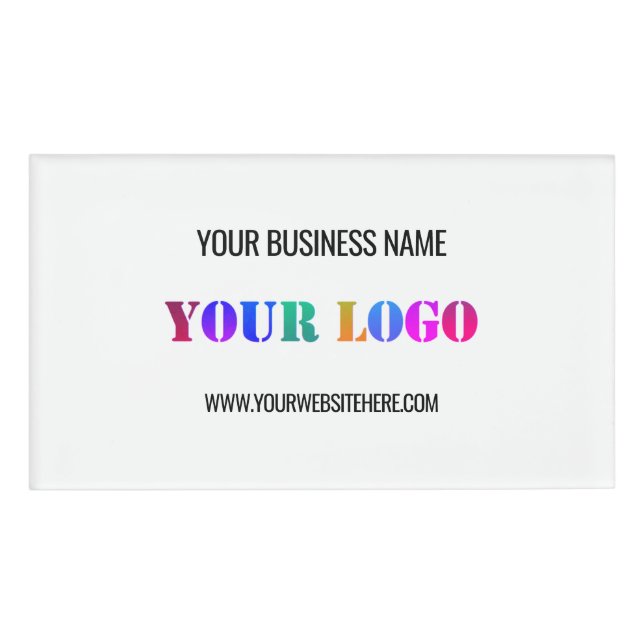 Custom Business Logo Text Personalised Name Tag (Front)