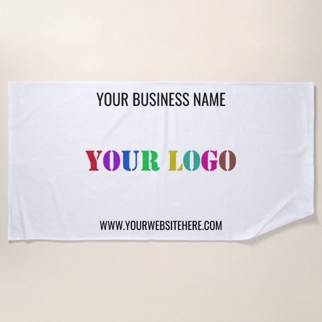 Custom Business Logo Text Promotional Beach Towel (Front)