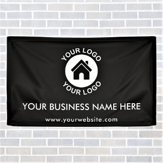 Custom Business Logo Text Promotional Black Banner