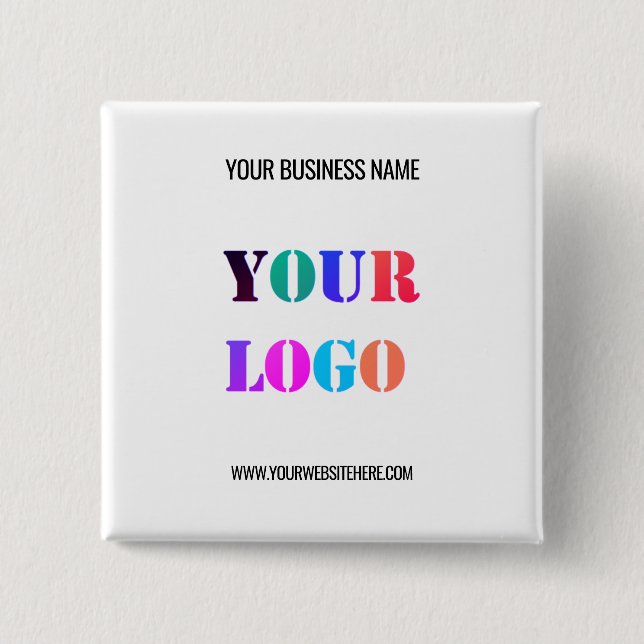 Custom Business Logo Text Promotional Button (Front)