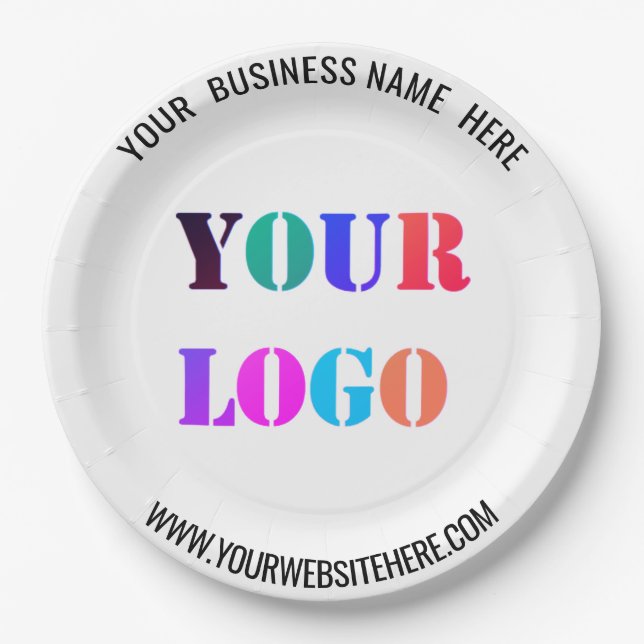Custom Business Logo Text Promotional Paper Plates (Front)