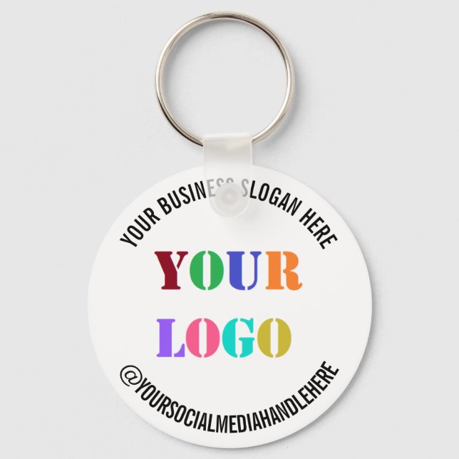 Custom Business Logo Text Promotional Social Media Key Ring (Front)