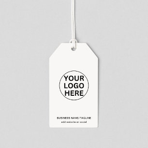 Custom Business Logo & Text Promotional White Gift Tags