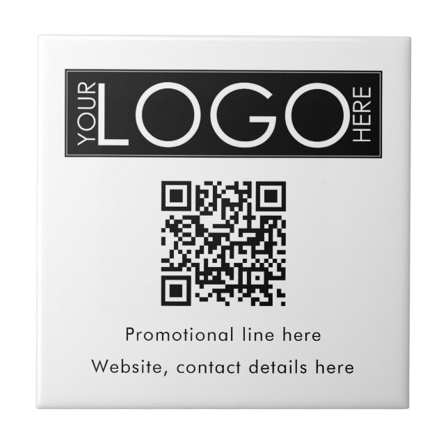 Custom Business Logo Text QR Code Promotional Tile (Front)