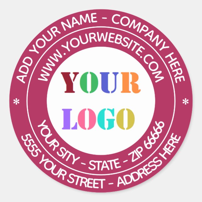 Custom Business Logo Text Round Sticker Template (Front)