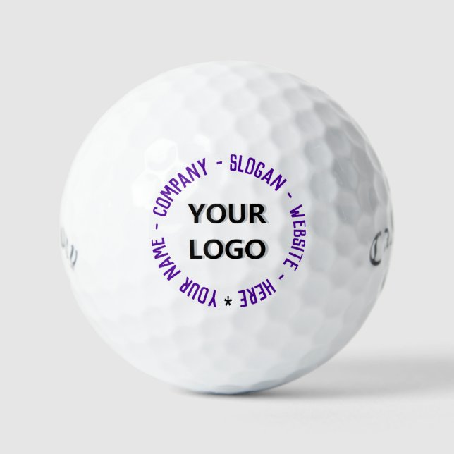 Custom Business Logo Text Stamp Golf Balls Teample (Front)