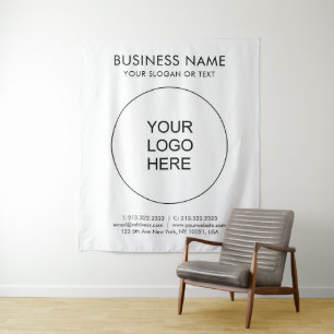 Custom Business Logo Text Vertical Large Backdrop Tapestry