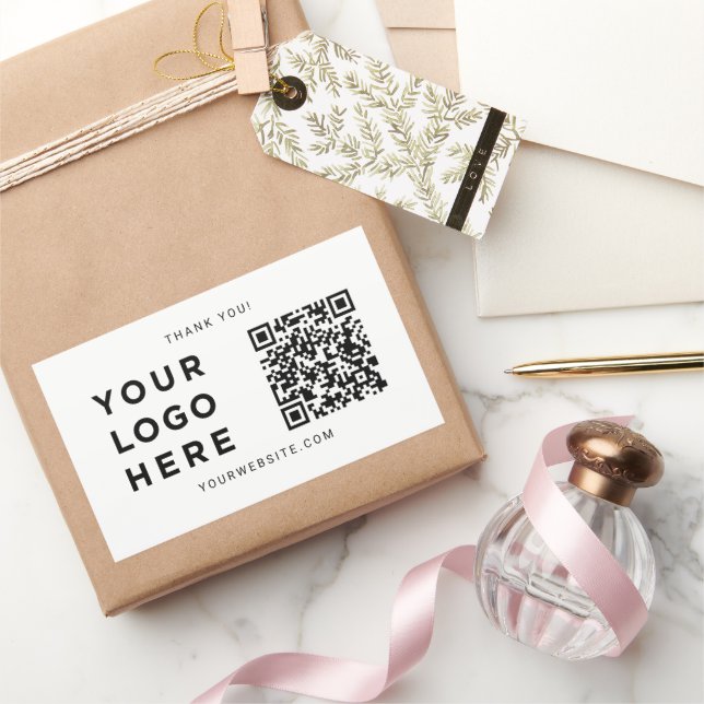Custom Business Logo, Text, Website, Scan Qr Code Rectangular Sticker (Gifting)