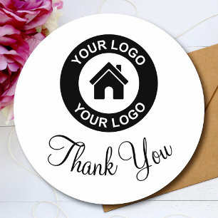 Custom Business Logo Thank You Classic Round Sticker
