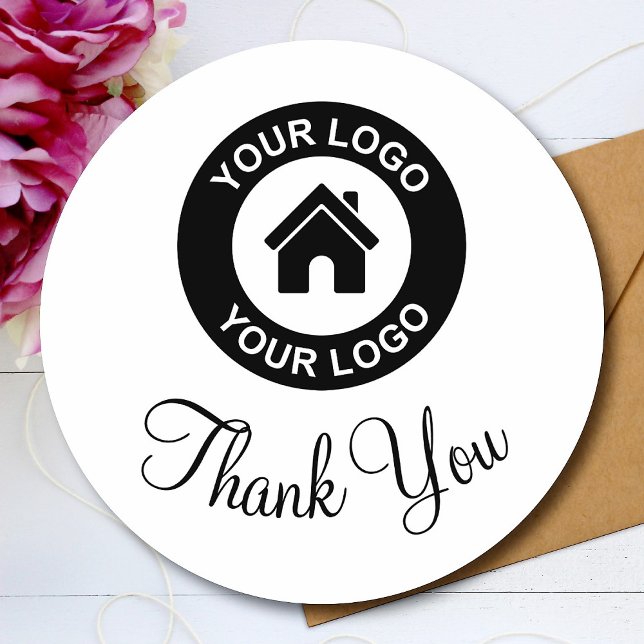 Custom Business Logo Thank You Classic Round Sticker (Creator Uploaded)