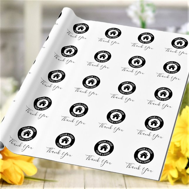 Custom Business Logo Thank You Text Wrapping Paper (Creator Uploaded)