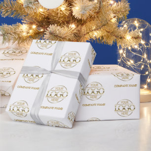 Custom Business Logo White Gold Promotional Wrapping Paper