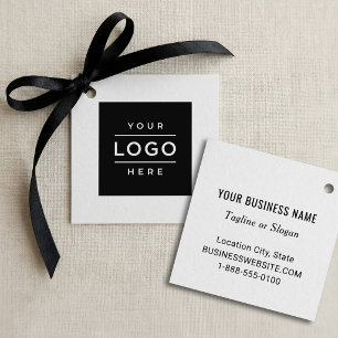 Custom Business Logo White Square Tagline Favour Tags