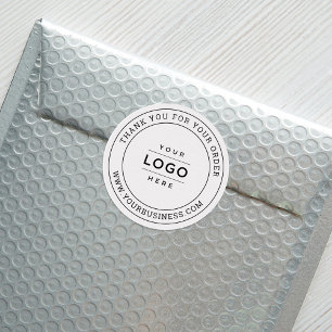Custom Business Logo White Thank You Order Classic Round Sticker