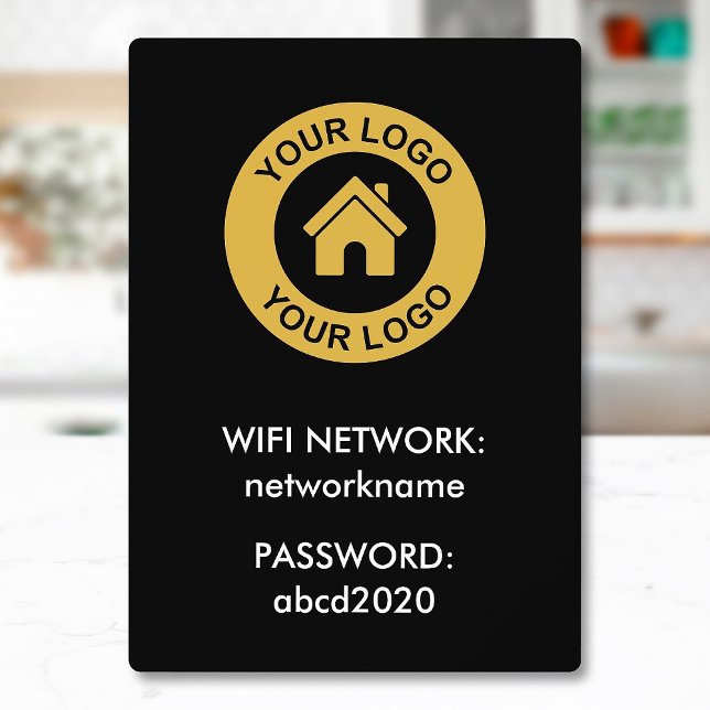 Custom Business Logo Wifi Network Password Sign Plaque (Creator Uploaded)