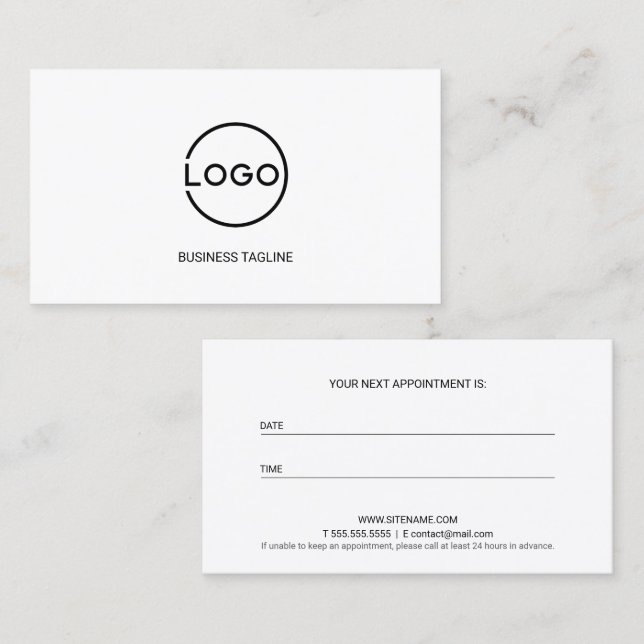 Custom Business Logo with Custom Text Appointment Card (Front/Back)