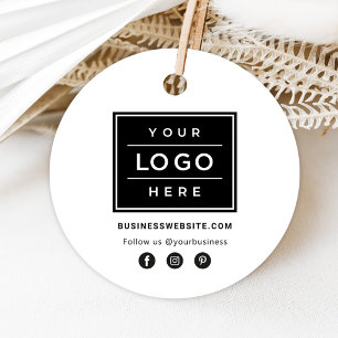 Custom Business Logo with Social Media Icons Favour Tags