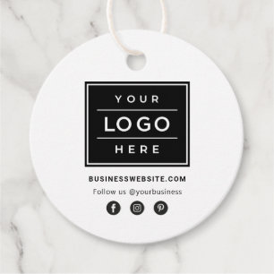 Custom Business Logo with Social Media Icons Favour Tags