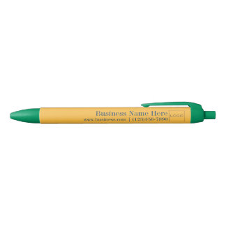 Custom Business Logo Yellow, Blue, Brand Promotion Black Ink Pen