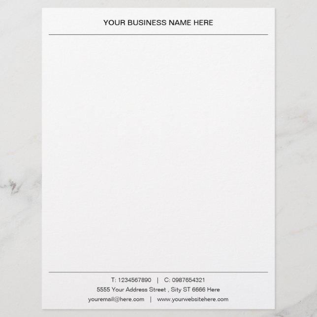 Custom Business Name Address Info Letterhead (Front)