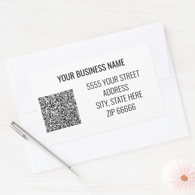 Custom Business Name Address Labels with QR Code (Envelope)