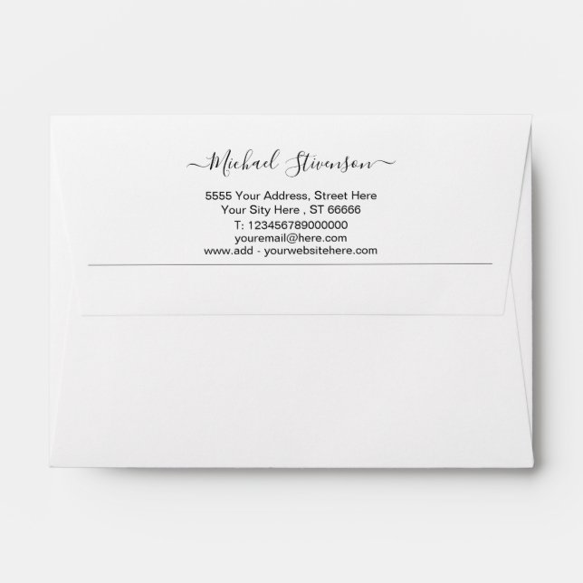 Custom Business Name Address Office Envelope (Back (Top Flap))