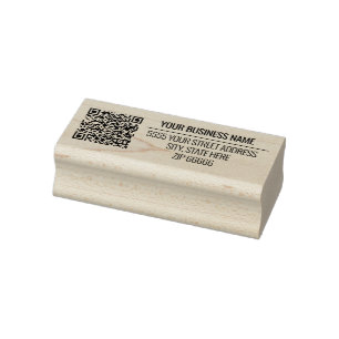 Custom Business Name Address QR Code Rubber Stamp