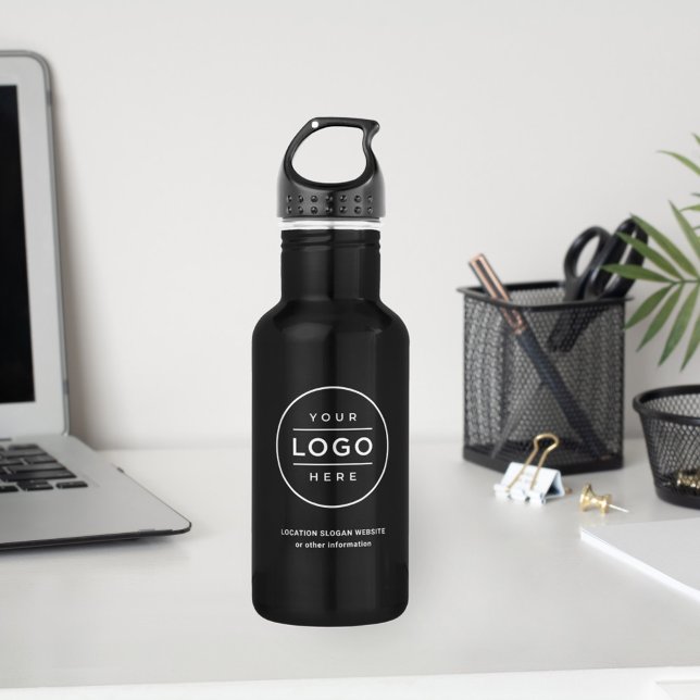 Custom Business Name and Logo Black Branded 532 Ml Water Bottle (Creator Uploaded)