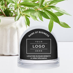 Custom Business Name and Logo Black Branded Snowglobe
