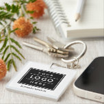 Custom Business Name and Logo Company Branded Key Ring<br><div class="desc">Custom two-sided branded keychains feature your professional business logo design along with custom text that can be personalised as a promotional gift item for customers with the name of the company,  location,  slogan,  website,  or other preferred information. Black and white colours can be modified.</div>
