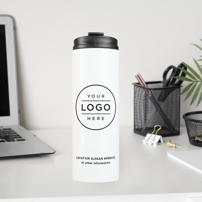 Custom Business Name and Logo White Branded Thermal Tumbler (Creator Uploaded)
