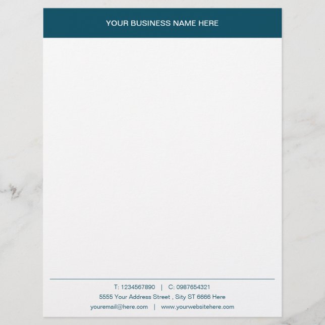 Custom Business Name Info Letterhead Your Colours (Front)