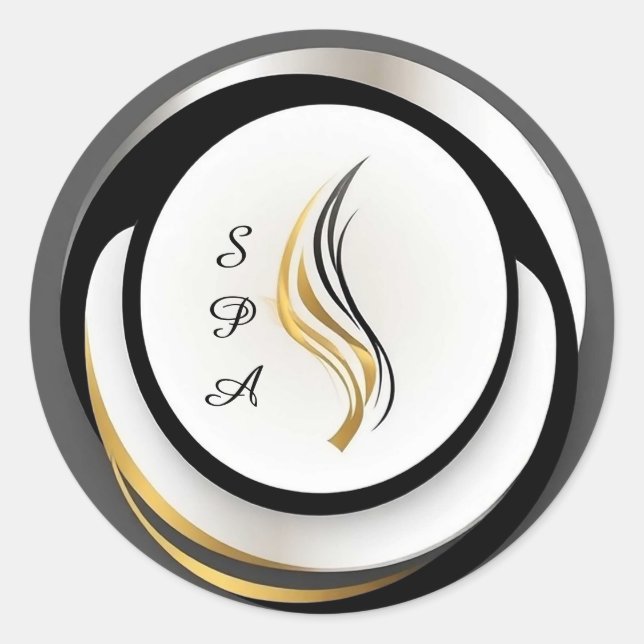 🌀 Custom Business Name Modern Abstract Circle ✨ Classic Round Sticker (Front)