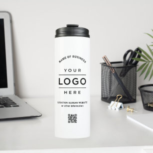 Custom Business Name QR Code Logo White Branded Thermal Tumbler