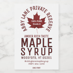 Custom Business Name Red Maple Leaf Circular Logo Wine Label