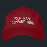 Custom Business Name Text Embroidered Baseball Cap<br><div class="desc">Choose Fonts and Colour - Design Your Own Easy Personalised Custom Text Embroidered Hats - Add Your Text / Name / Logo / more with Customisation tool - Choose Your Colour / Size / Font - Make Your Unique Business Promotional Hat / Baseball Caps / Gift :) Good Luck -...</div>